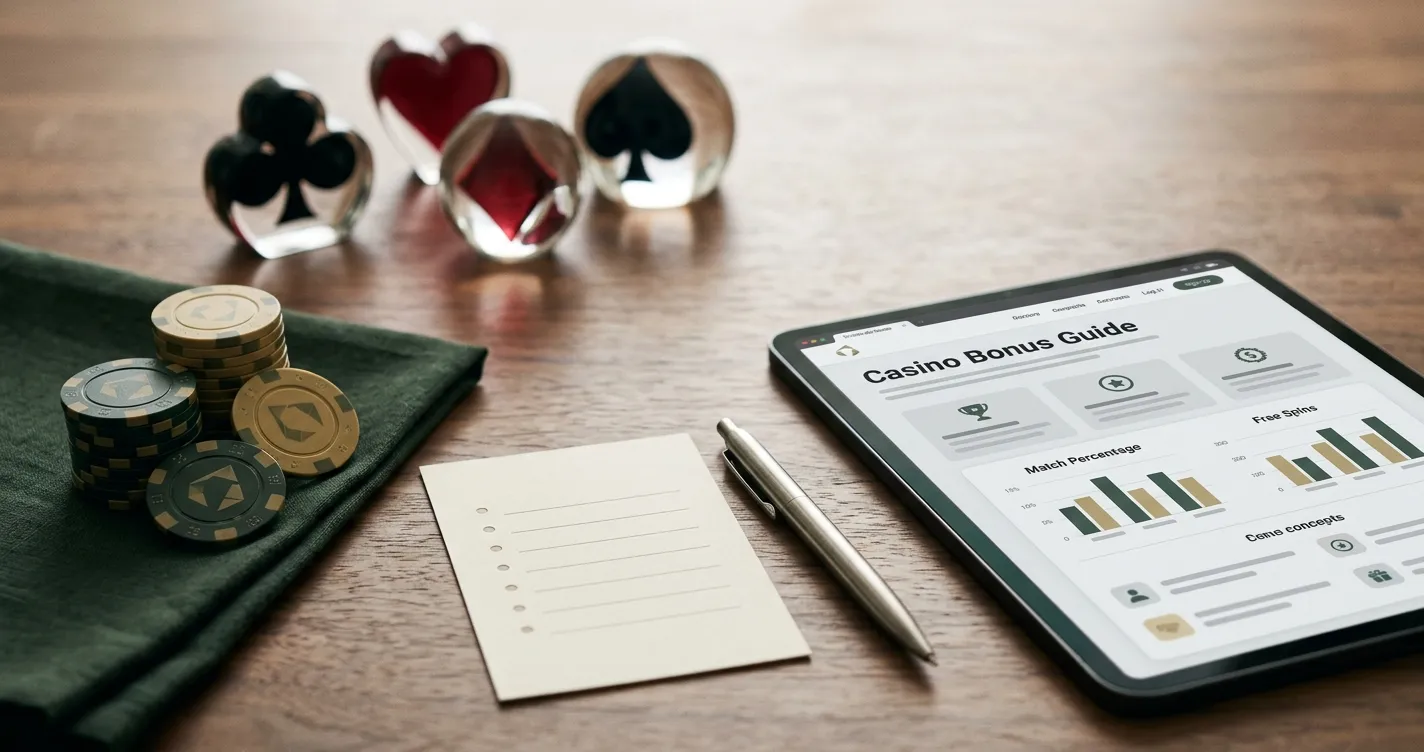Editorial illustration of casino bonus tokens and a checklist for InstaSpin promotions